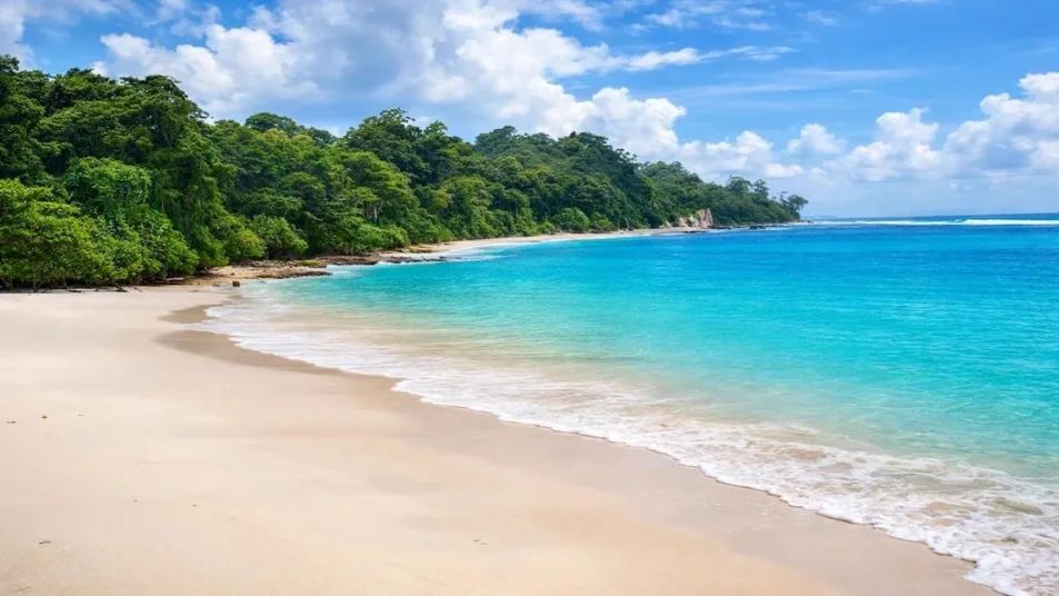Sitapur Beach, Neil Island (Shaheed Dweep) with turquoise blue sea and white sandy shoreline